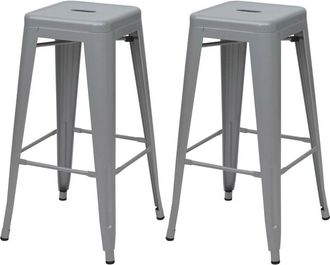 Hhg Hhg - Juego De 2 Taburetes De Bar 799, Taburete De Bar Taburete De Mostrador, Metal Dise&ntilde;o Industrial Apilable, Gris