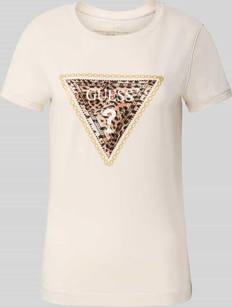 Guess T-Shirt mit Rundhalsausschnitt in Ecru, Größe XS