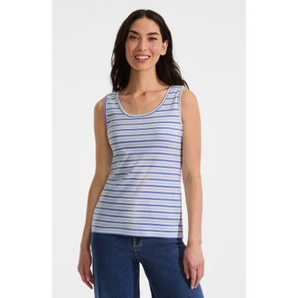 Lands End Cotton Tank Top in Light Sea/clear Blue Stripe at Nordstrom, Size X-Large
