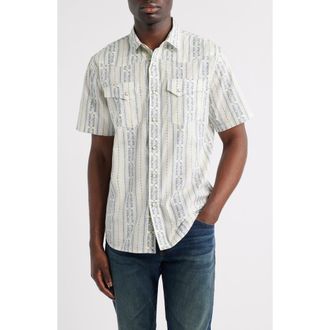 Pendleton Laramie Short Sleeve Snap-Up Western Shirt in Laurel Grove Stripe at Nordstrom, Size Small