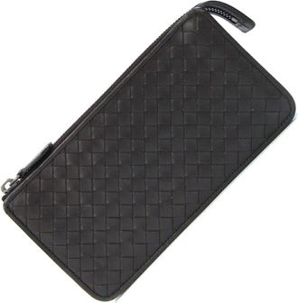 Bottega Veneta Dark Brown Intrecciato Leather Clutch Bag Pouch (Pre-Owned)