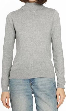 Minnie Rose Cotton Cashmere Turtleneck Sweater In Ash Grey