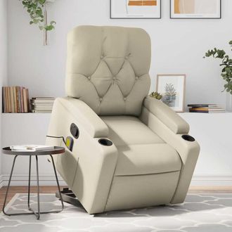 vidaXL Vidaxl - Sill&oacute;n Reclinable De Masaje De Pie Cuero Artificial Color Crema