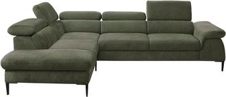 Pascal Morabito Sof&aacute; rinconera terciopelo 5 plazas verde 280x214cm