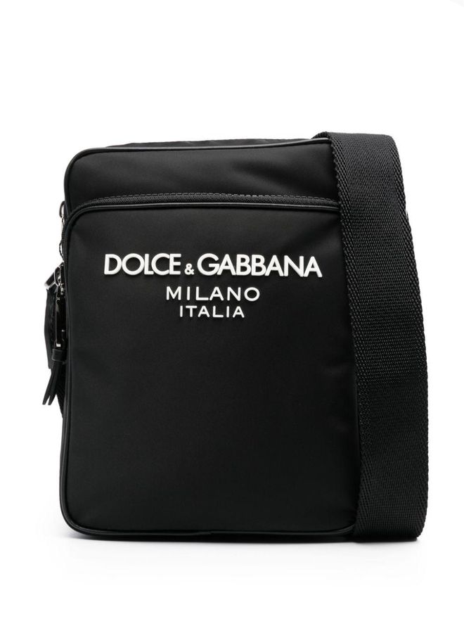 logo-lettering cross body bag - men - Polyamide/Viscose/Calf Leather/Polyester - One Size - Black