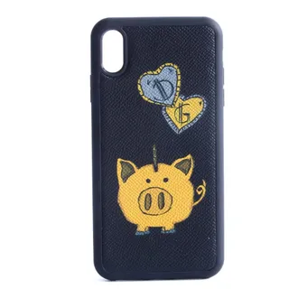 Dolce & Gabbana Phone Accessories, male, Black, Size: ONE SIZE Piggy Bank Print iPhone XS Max Case