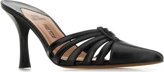 PARIS TEXAS Womens Mule Black Leather Heels