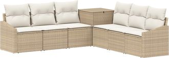 vidaXL Juego De Sof&aacute; 7 Uds. Beige Y Blanco Crema Vidaxl