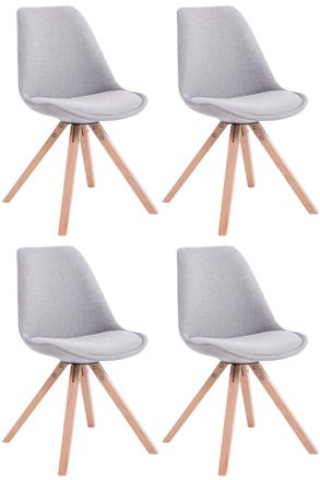 Clp D&eacute;coshop26 - Juego De 4 Sillas De Comedor De Dise&ntilde;o Escandinavo En Tela Gris Y Patas De Madera Clara Forma Cuadrada 100003204