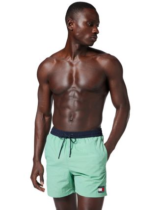 Tommy Hilfiger Mens Medium Drawstring Swim Shorts, Green (Fort Green), XL