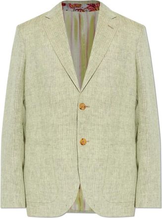 Etro Linnen blazer met visgraatmotief - Heren - Blazers - Groen - M - Linnen - Jassen