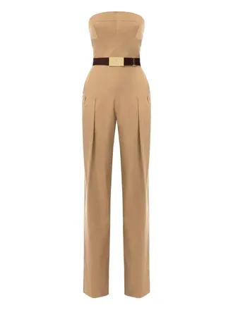 オールインワン・サロペット ELISABETTA FRANCHI Woman Jumpsuits Brown TU051 032 Elisabetta Franchi tulle jumpsuit with belt for women