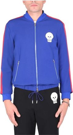 Alexander McQueen Schedel geborduurd sweatshirt - Heren - Vesten met rits - Blauw - M - Hoodies & sweatvesten