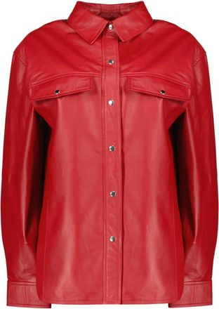 Iro Cabana Leather Overshirt - Dames - Zomerjassen - Rood - S - Leer - Jassen