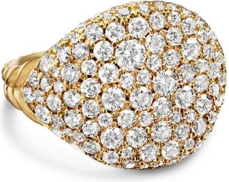 David Yurman 18kt yellow gold Chevron diamond pinky ring (13mm) - women - 18kt Yellow Gold/Diamond - 2.5