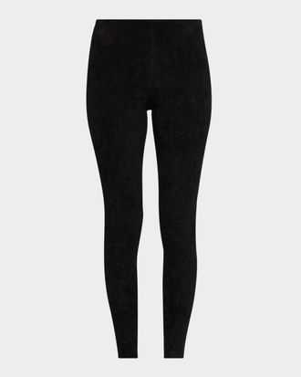 Alice & Olivia Lennox Mid-Rise Suede Leggings