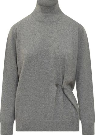 Fabiana Filippi Truien & Vesten, Dames, Grijs, M, Grijze Coltrui met Zijdrapering