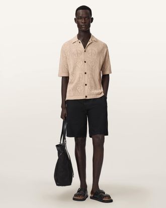 AllSaints Cotton Arktx Open Stitch Jacquard Cardigan, Size: XXL