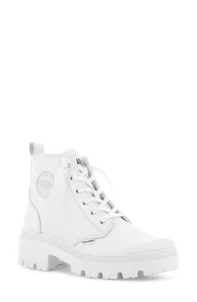 Palladium Pallabase Leather Bootie in White/Black at Nordstrom, Size 8.5