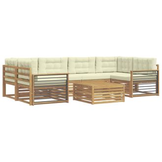 vidaXL Conjunto De Sof&aacute;s De Exterior 7 Uds. Blanco Y Crema Poli&eacute;ster Vidaxl