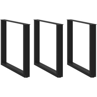 vidaXL Vidaxl - Patas Para Mesa De Comedor En Forma De U (3 Unidades), Color Negro, 90 X (72-73) Cm, Acero