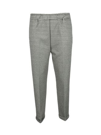 Think Cropped Tapered Pants With Subtle Houndstooth Pattern