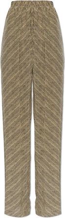 Balenciaga Broeken, Dames, Beige, XS, Zijden Wijde Broek