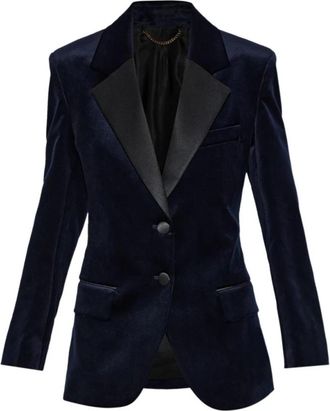 Victoria Beckham Single Breasted Tailored Jacket - Dames - Blazers - Blauw - 2XS - Wol - Jassen