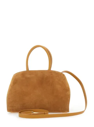 Ferragamo Womens Handbag Hug Small Suede Beige Goat Leather Handbags Hand Bags