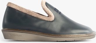Nordikas Dublin Womens Full Slipper Navy Leather - Size UK 6