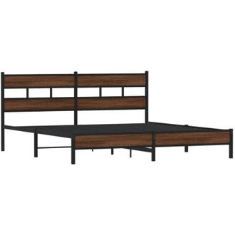 vidaXL Estructura De Cama Sin Colch&oacute;n Metal Roble Marr&oacute;n 180x200 Cm Vidaxl