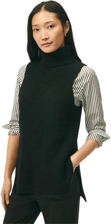 Brooks Brothers Wollen Kasjmier Mouwloze Coltrui - Dames - Coltruien - Zwart - XS - Wol - Truien & Vesten