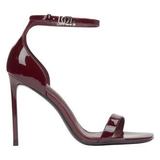 Estro & Luminara Schoenen, Dames, Rood, 40 EU, Leer, Bourgogne Sandalen met Hak