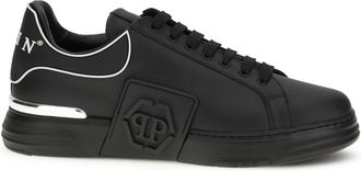 Philipp Plein Mens Sneakers Phantom Black Leather Black-Black Trainers Black/black