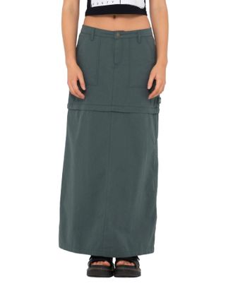 Rusty Billie Low-Rise Ripstop Zip Off Skirt In Army Green