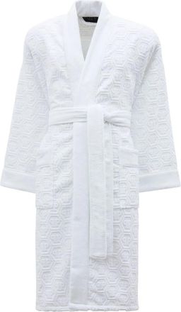 Philipp Plein Kimono Badjas Hexagon - unisex - Badjassen - Wit - 2XL - Katoen - Nachtkleding