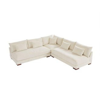 Vente-Unique Pascal Morabito - Divano angolare reversible in Velluto a coste Beige - sperone di