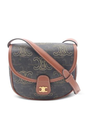 Celine mini 2010s Triomphe leather shoulder bag - women - Canvas - One Size - Brown