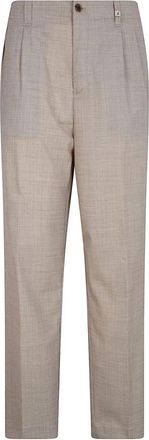 Myths Gekreukte broek met slubtextuur - Heren - Chinos - Beige - XL - Wol - Broeken