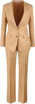 Tagliatore linen suit - women - Linen/Flax/Cupro - 40 - Brown