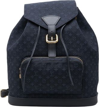 Louis Vuitton Navy Canvas Leather Backpack (Pre-Owned)