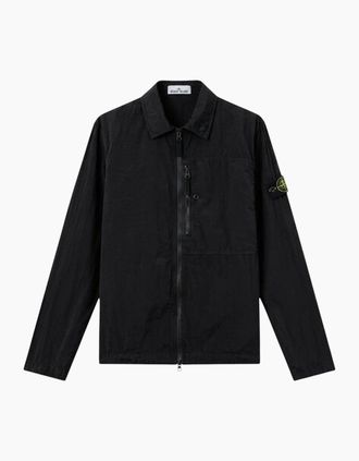 Stone Island Mens Stone Island Nylon Metal Zip-Up Black OVershirt - Size: 38/Regular