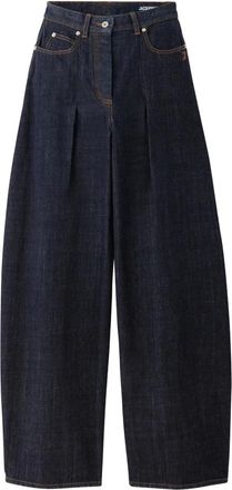 Jacquemus Donkerblauwe Plooi Detail Jeans - Dames - Loose Fit Jeans - Blauw - W24 - Denim - Jeans