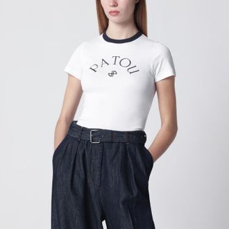 Patou T-shirt bianca con ricamo logo