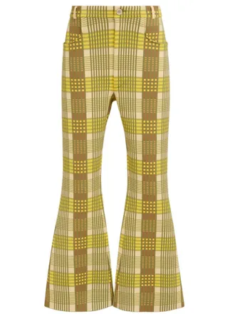Marni plaid flared trousers - men - Polyamide/Polyester/Recycled Viscose - 56 - Yellow