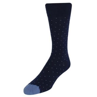 Trafalgar Store Pierre Polka Dot Mid-Calf Pima Cotton Socks in Navy With Blue Dots at Nordstrom