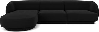 MICADONI Sofá esquinero izquierdo 4 plazas de terciopelo negro