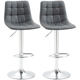 HOMCOM Bar Stools Set of 2 Adjustable Counter Barstools W/ Footrest Grey | TJ Hughes