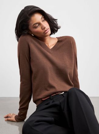 Contemporaine Womens Fine knit V-neck sweater