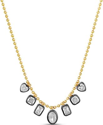 SHYMI Mixed Shape Stone Dangle Ball Chain Necklace in Gold/black at Nordstrom